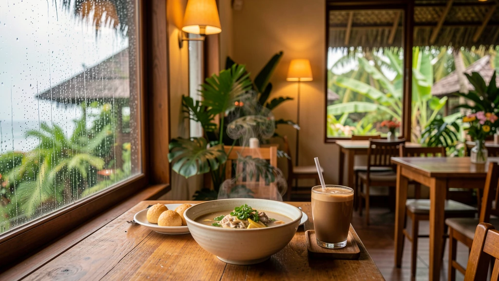 Rainy day indoor dining Medewi covered seating Avocado Resto